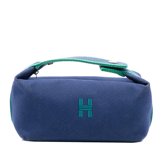 Blue Hermès Small Toile Bride A Brac Case in Blue Canvas from Designer Revival