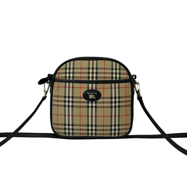 Burberry s Vintage Nova Check Canvas Leather Shoulder Bag in Canvas from LuxUness