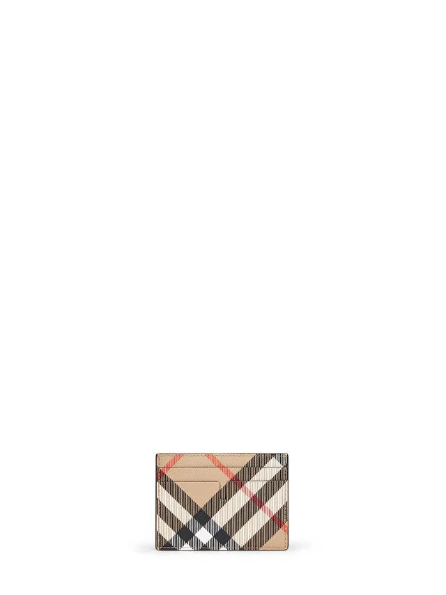 Burberry Check Card Case — Beige Polyurethane Wallets & Cardholders in Beige from HEWI