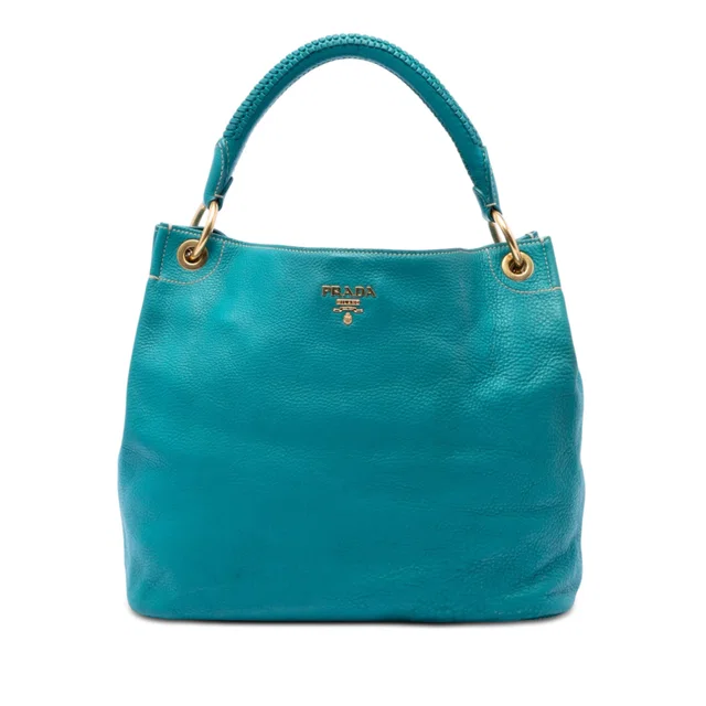 Blue Prada Vitello Daino Hobo in Blue Leather from Designer Revival