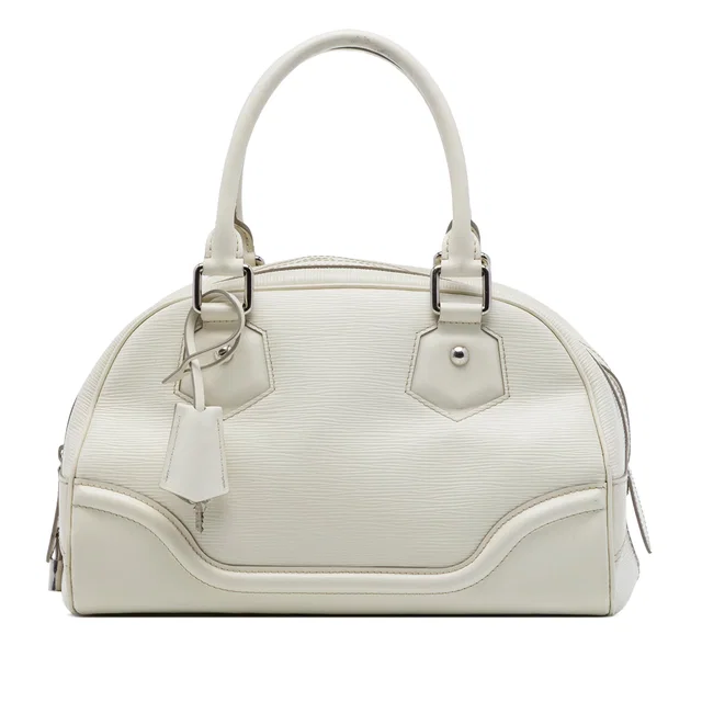 White Louis Vuitton Epi Bowling Montaigne PM Handbag in White Leather from Designer Revival