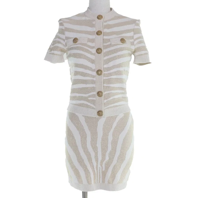 Balmain Zebra print knit 2piece set from LuxUness