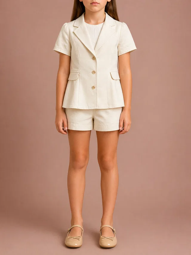 Dior Kids White Bar Jacket with Gold CD Logo Buttons Size 8 years in White from Sellier