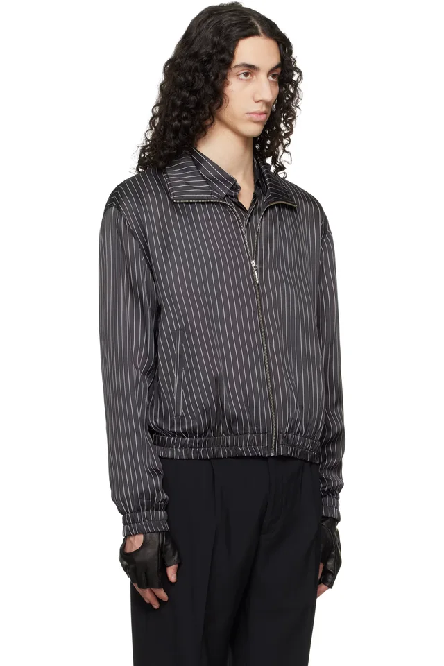 Ernest W. Baker Black Pin Stripe Track Jacket, photo 2 of 4 from SSENSE