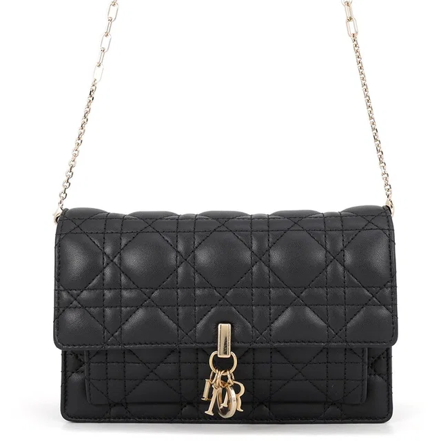 Dior Chain Shoulder Bag Cannage My Daily Pouch Lambskin Black in Black Lambskin from The Reluxe