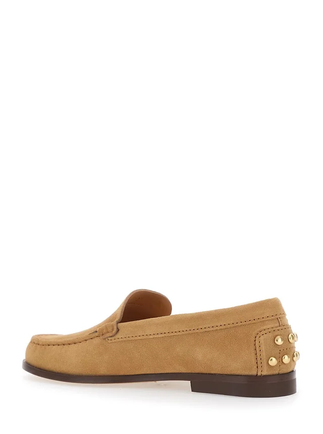 Tod's Beige Loafers with Embossed Logo and Stud Details on the Back in Leather Woman in Beige 100% Calf, photo 6 of 8 from Gaudenzi Boutique