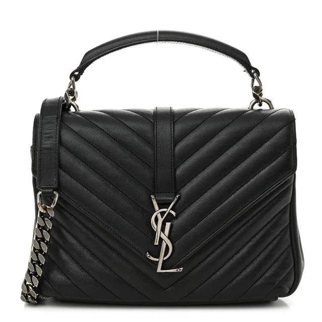 Saint Laurent College Lambskin Leather Bag - Black in Black Lambskin from H&T
