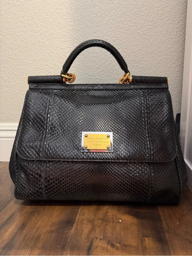 Dolce & Gabbana Sicily Top Handle Satchel in black Python from Poshmark
