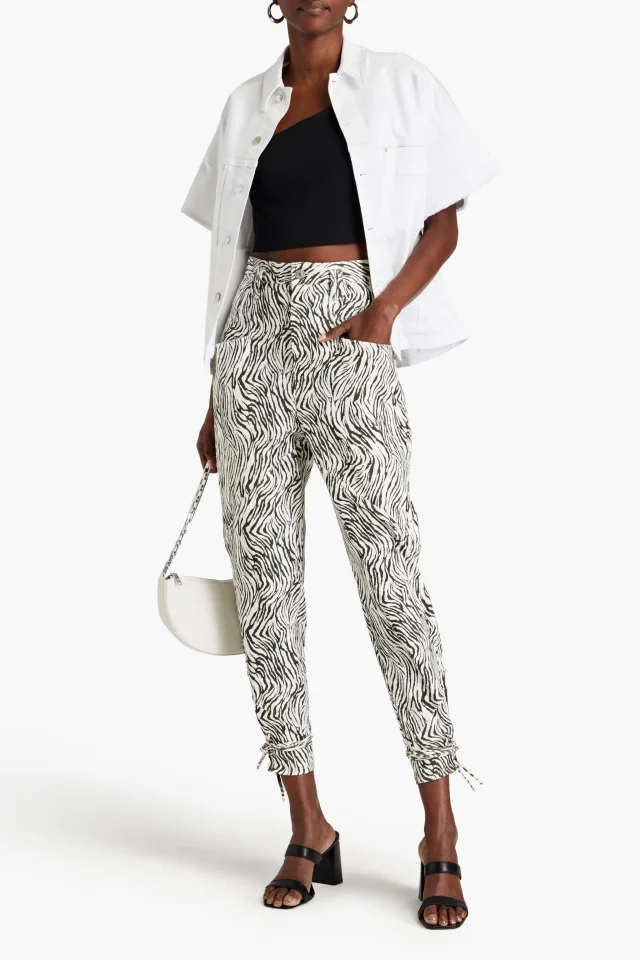 Isabel Marant Badeloisa Cropped Zebra-Print Leather Tapered Pants, photo 2 of 4 from THE OUTNET