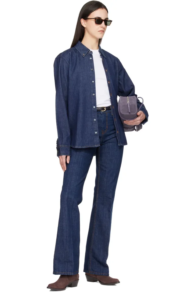 AMI Paris Blue Denim Cotton Ami de Coeur Shirt, photo 4 of 4 from SSENSE