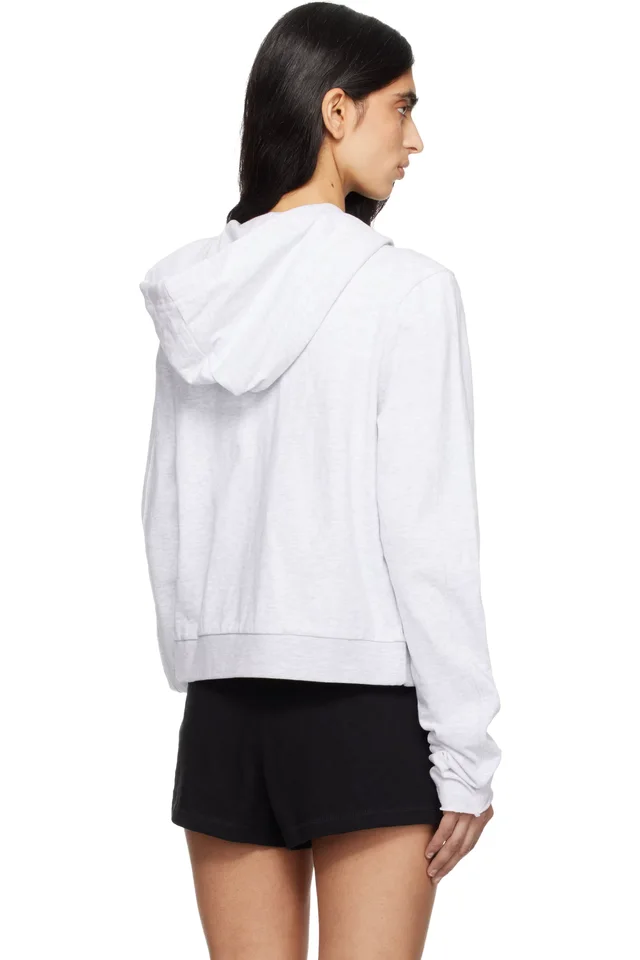Entire Studios Gray Lightweight Cropped Zip Up Hoodie, photo 3 of 4 from SSENSE