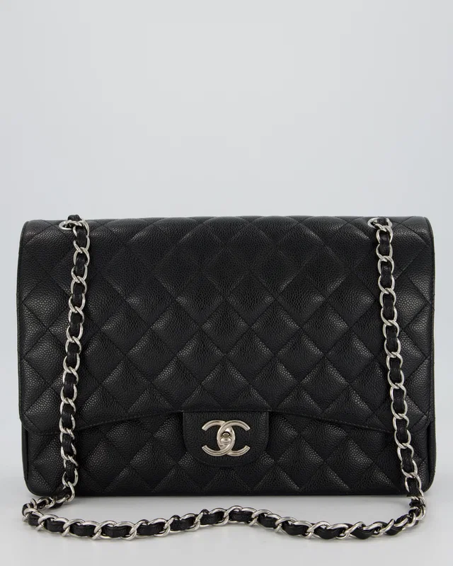 Chanel Maxi Classic Double Flap Bag in Black Caviar leather from Sellier