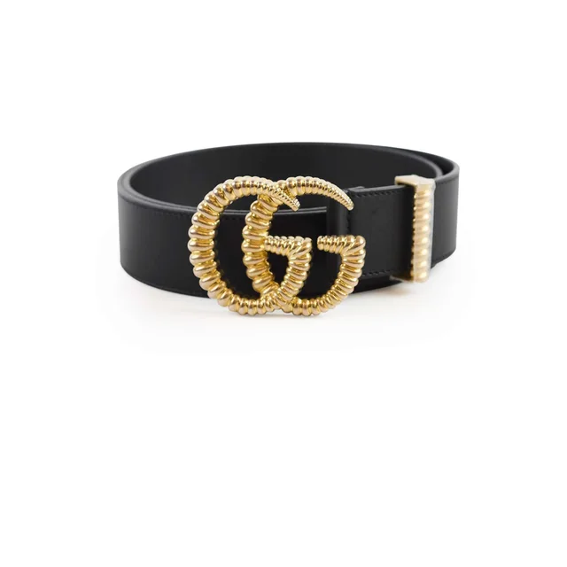 Gucci Torchon Double GG Buckle Belt Black Size 90 in Black Leather from The Purse Affair