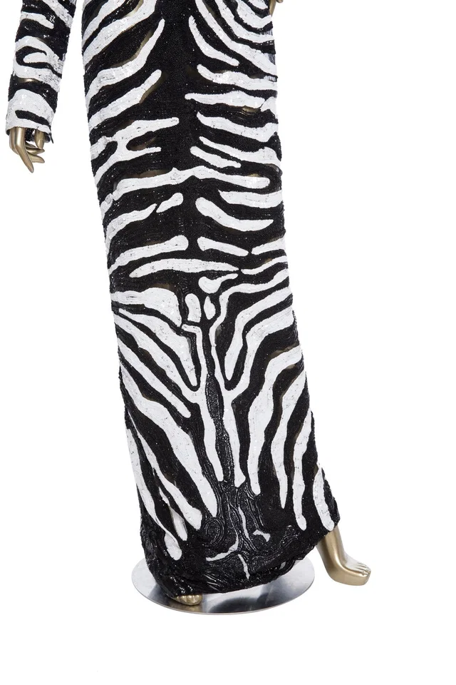 Tom Ford zebra sequin maxi dress from Designer Revival