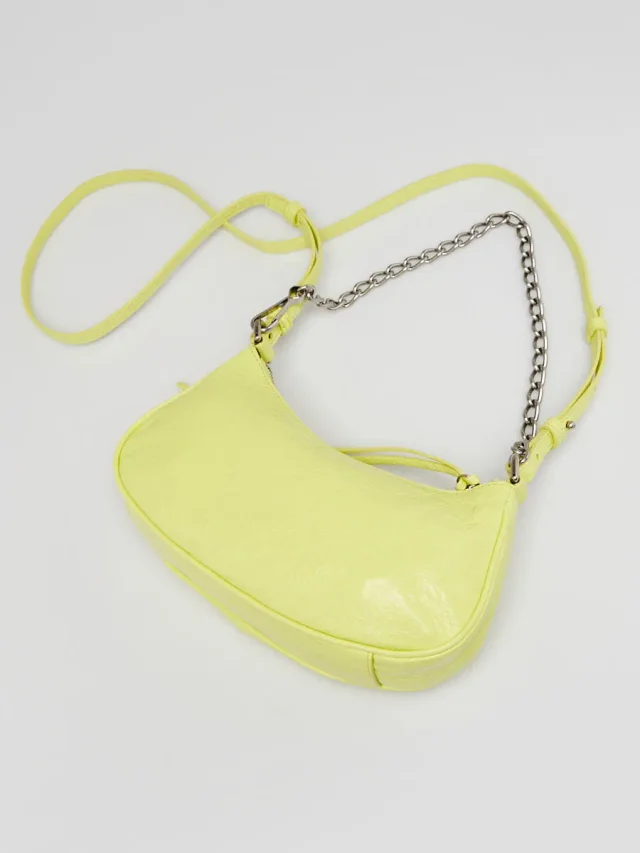 Balenciaga Neon Yellow Lambskin Leather Le Cagole Mini Crossbody Bag in Yellow Lambskin from Yoogis, photo 3 of 12