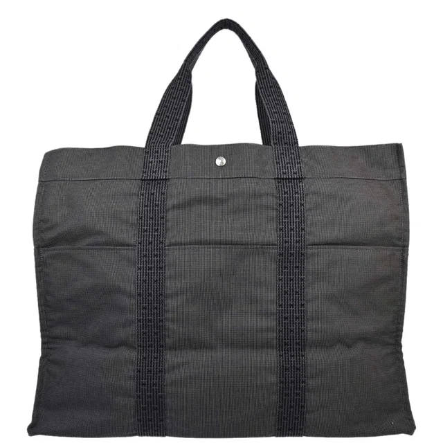 Hermès Gray Canvas Herline Tote TGM Handbag in Grey Canvas from AMORE Vintage Tokyo