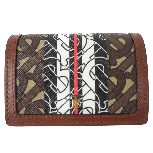 Burberry TB Pattern Chain Wallet Brown in Brown Leather from LuxUness