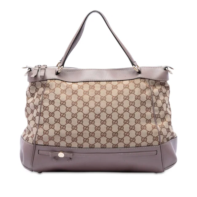 Beige Gucci GG Canvas Mayfair Satchel in Beige Canvas from Designer Revival