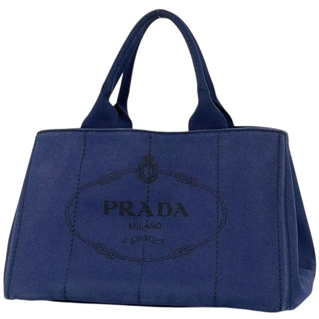 Prada Tote Canapa 2-Way Canvas Blue in Blue Canvas from The Reluxe