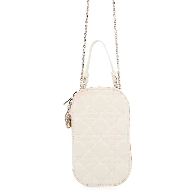 Dior cannage phone holder WhiteS0872ONMJ_M030 Lambskin in Lambskin from GALLERY RARE