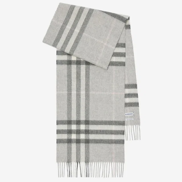 Burberry Cashmere Check Scarf — Gray Scarfs in Grey Cashmere from HEWI