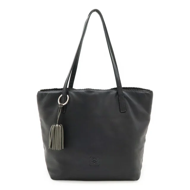 Loewe Anagram Fringe Tassel Tote Bag Nappa Leather Black in Black Nappa leather from The Reluxe