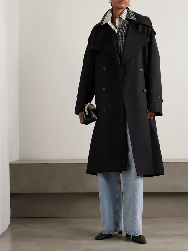 THE FRANKIE SHOP Dursley oversized double-breasted belted woven trench coat in Black, photo 2 of 2 from NET-A-PORTER (Canada)