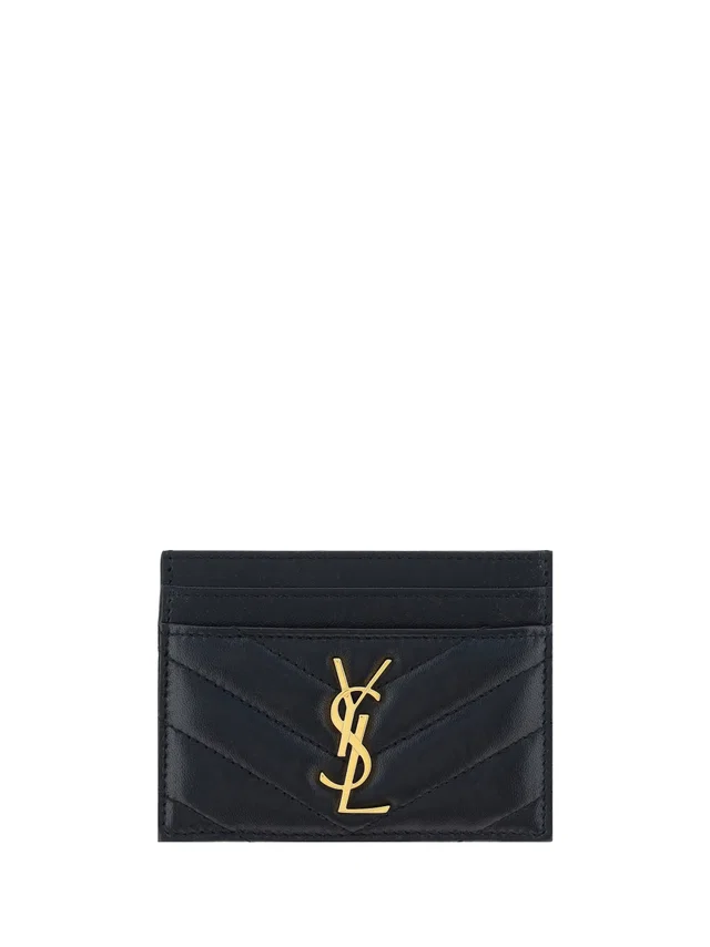 Saint Laurent Quilted Lambskin Card Case — Black Lamb Ovis Aries Cases in Black Lambskin from HEWI