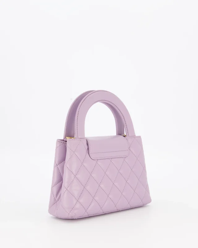 Chanel Lilac Small Mini Kelly Shopping Bag in Purple Calfskin from Sellier, photo 9 of 21