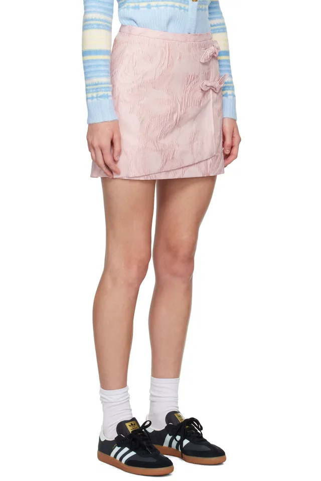 GANNI Pink Textured Miniskirt, photo 2 of 4 from SSENSE