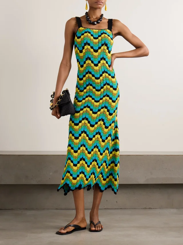 ESCVDO Marea scalloped crocheted cotton maxi dress in Green, photo 2 of 2 from NET-A-PORTER (Canada)