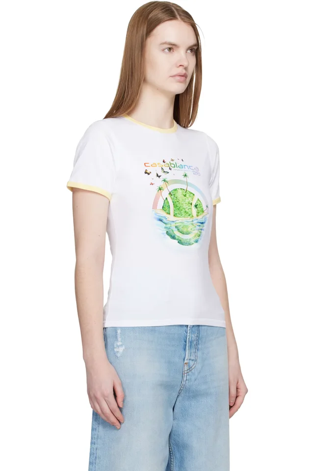 Casablanca White Beyond Destiny Longline Ringer Short Sleeve T-shirt, photo 2 of 3 from SSENSE
