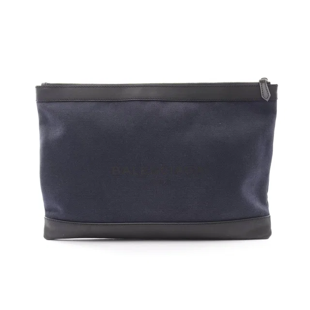 Balenciaga Navy Clip L Canvas Clutch Bag in Navy Canvas from LuxUness