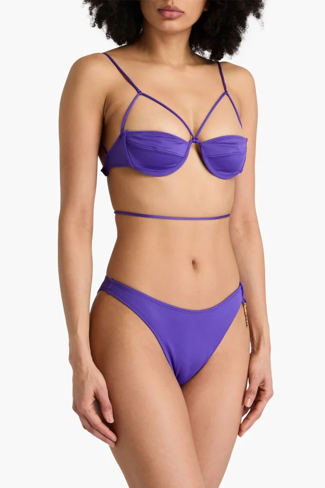 Jacquemus Le Bas De Maillot Signature Logo-Embellished Bikini Briefs in Purple, photo 2 of 4 from THE OUTNET