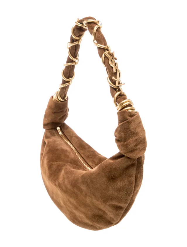 Saint Laurent Suede Top Handle Bag Mini 2025 in brown|red Suede from The RealReal, photo 3 of 6