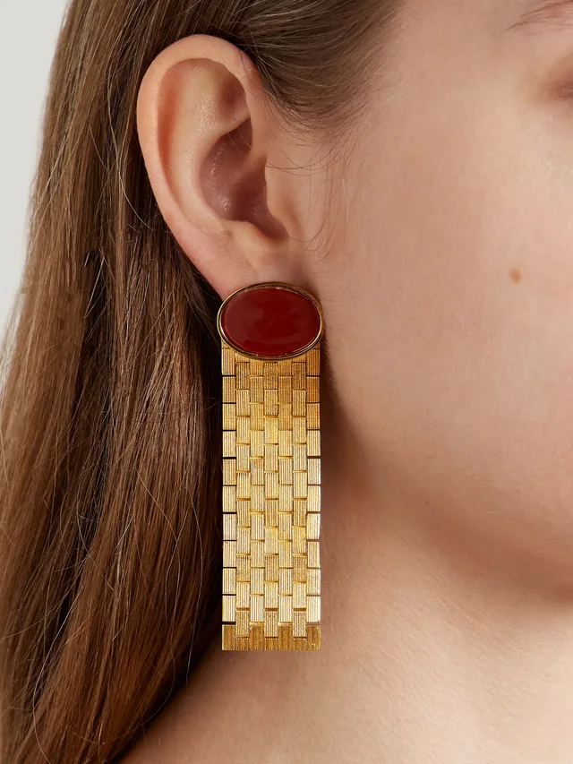 KHAITE Chronos gold-plated agate earrings in Metallic, photo 2 of 2 from NET-A-PORTER (Canada)