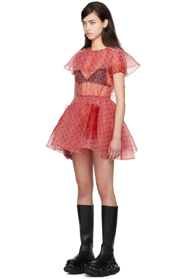 I'm Sorry by Petra Collins SSENSE Exclusive Red JennyFax Edition Tulle Minidress, photo 4 of 5 from SSENSE