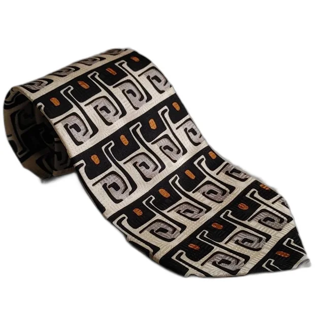 Men's Vintage Ziggurat By Mulberry Neckwear Tie Black Gray Rust Tan in brown|neutral|black from Poshmark