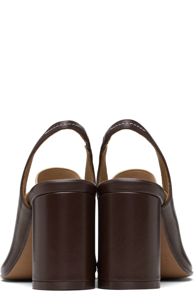 MM6 Maison Margiela Brown Anatomic Numeric Slingback Heels, photo 2 of 5 from SSENSE