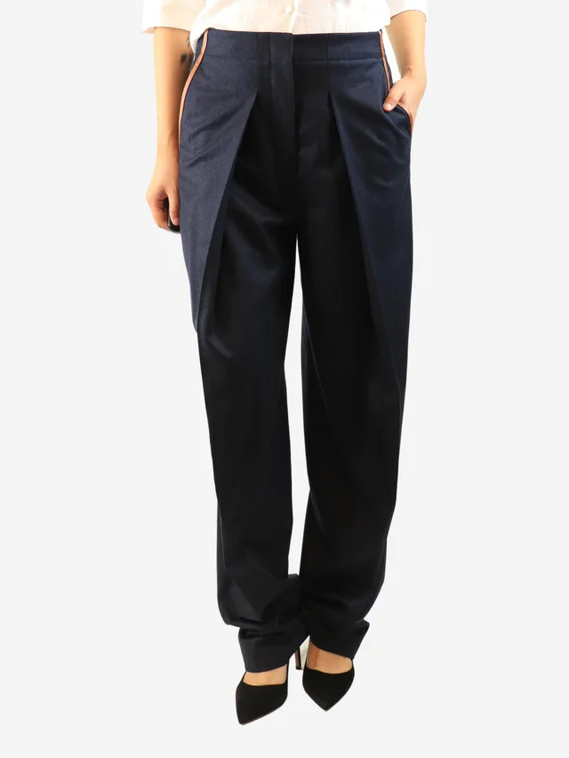 Stella McCartney Navy wool pleated trousers - size UK 10 in Navy Wool from Sign of the Times