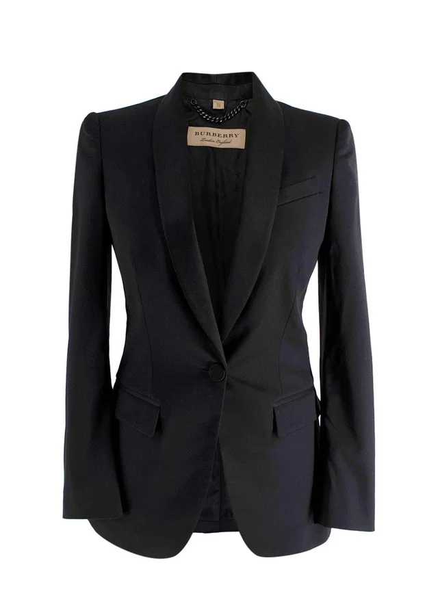 Burberry Wool Single Button Black Blazer in Black Wool from HEWI
