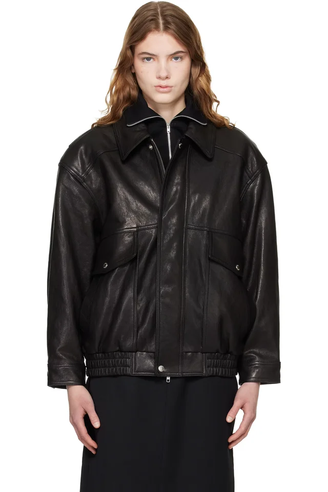 Dunst Black Oversized Vintage Leather Jacket from SSENSE, photo 1 of 1