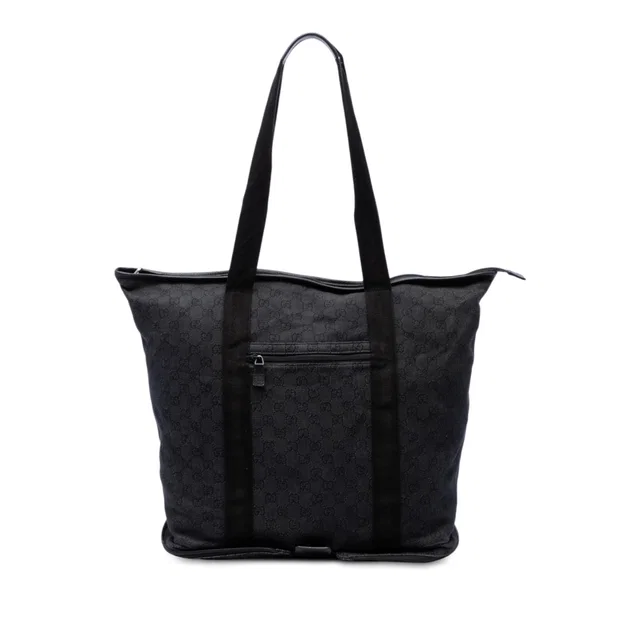 Black Gucci GG Denim Tote in Black Denim from Designer Revival