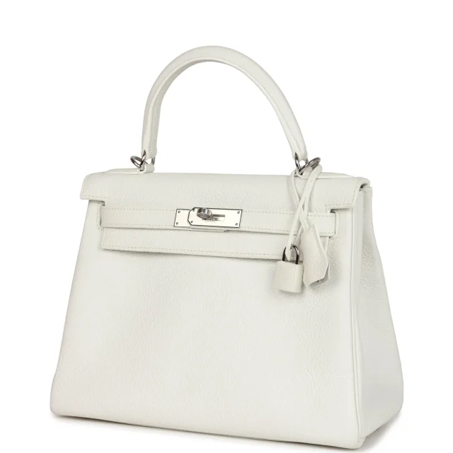 Hermès Kelly Retourne 28 White Clemence Palladium Hardware in White Clemence leather from Madison Avenue Couture, photo 5 of 9