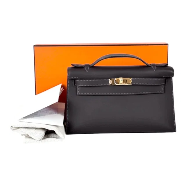 Hermès Kelly Pochette Bag in Swift T3 Bai Brun - Full Set - K Stamp in Swift leather from Luxury Promise