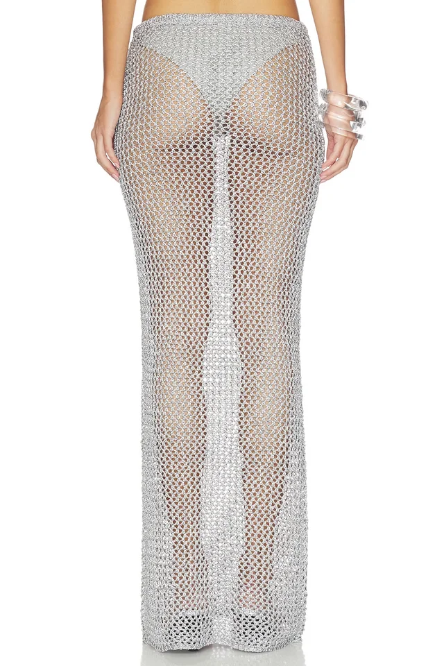 superdown Letina Knit Maxi Skirt in Silver, photo 4 of 6 from REVOLVE (Canada)