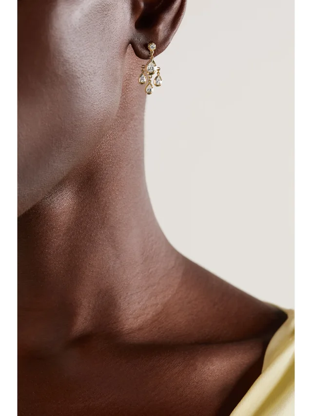 JACQUIE AICHE Sophia 14-karat gold diamond earring in Metallic, photo 2 of 2 from NET-A-PORTER (Canada)