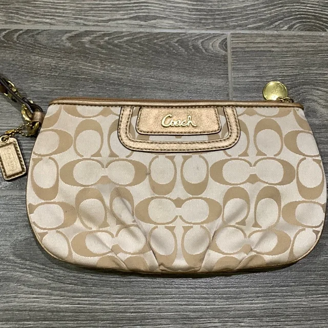 Coach Beige Signature Jacquard Wristlet in brown|neutral from Poshmark