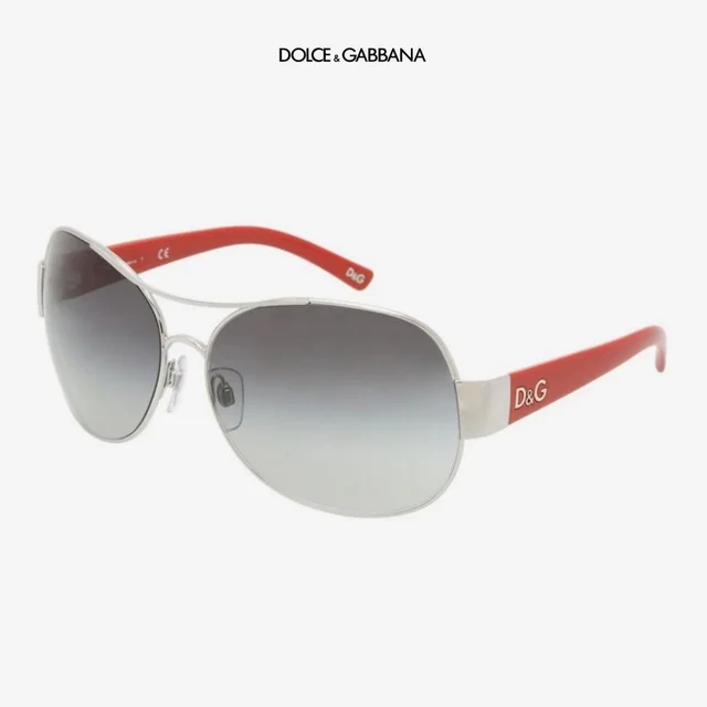 Dolce & Gabbana Women's Aviator Sunglasses - Red/Silver in silver|red|gray from Depop, photo 1 of 1
