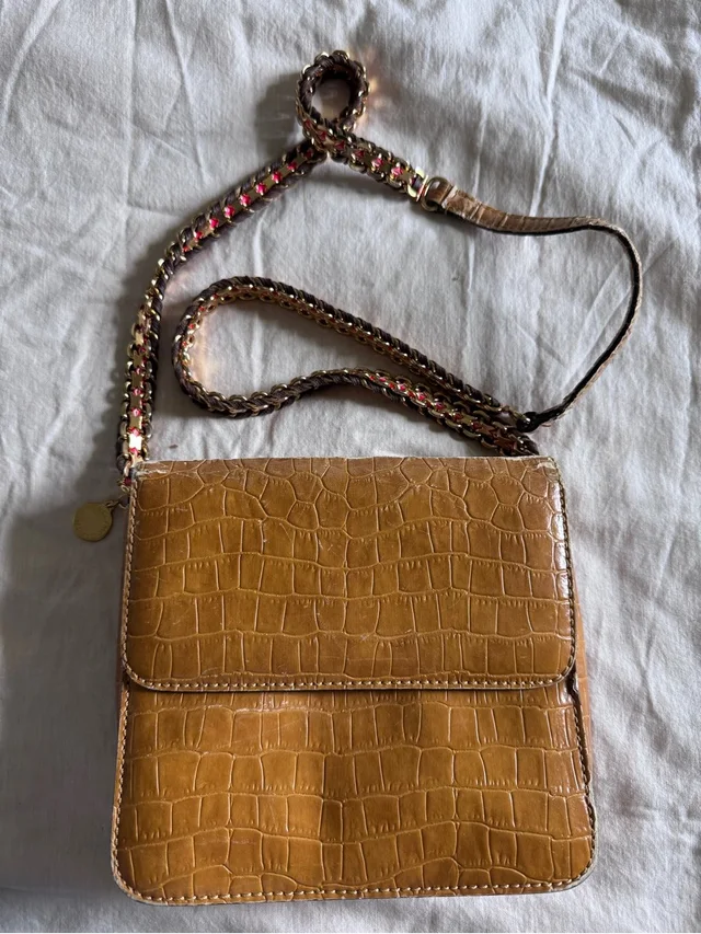 Stella McCartney Yellow Croc-Embossed Crossbody Bag With Chain Strap in brown|neutral Crocodile from Poshmark, photo 1 of 1